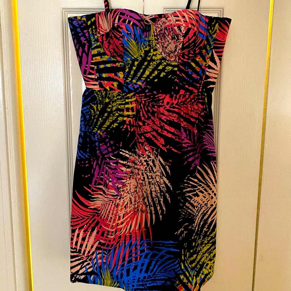 Moda International corset top tropical palm dress